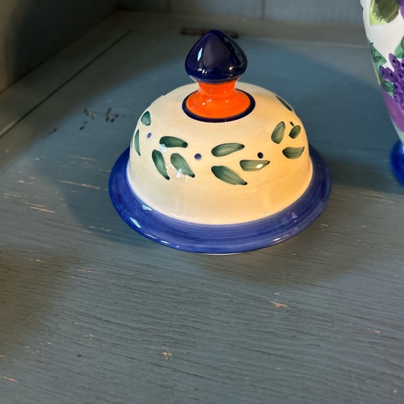 Vintage 13 " Ceramic Biscotti Fruit Design Jar -Vase - Great Condition - Picture 9 of 12